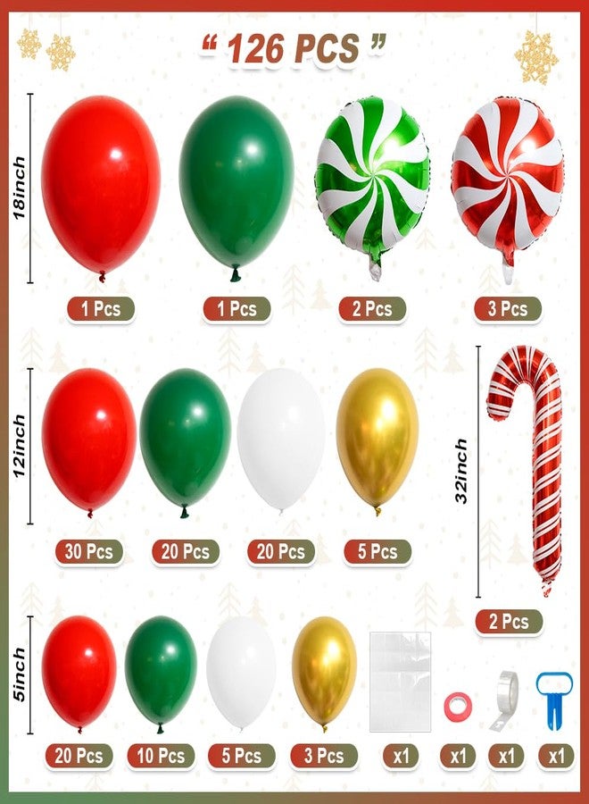 QIHOMPIB Red Green White Christmas Balloon Garland Arch Kit, Gingerbread Holiday Balloon Arch Kit Xmas Christmas Decorations Balloons Holiday Party Garland Balloons Background Candy Cane Balloon Arch Sets - Image 2